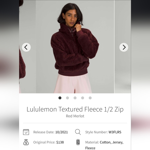 Lululemon textured fleece 1/2 zip red merlot - Picture 1 of 7